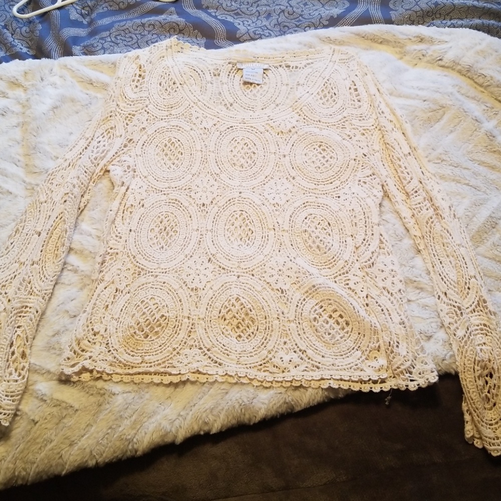 Off White Crochet See Through Sweater